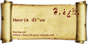 Henrik Éva névjegykártya